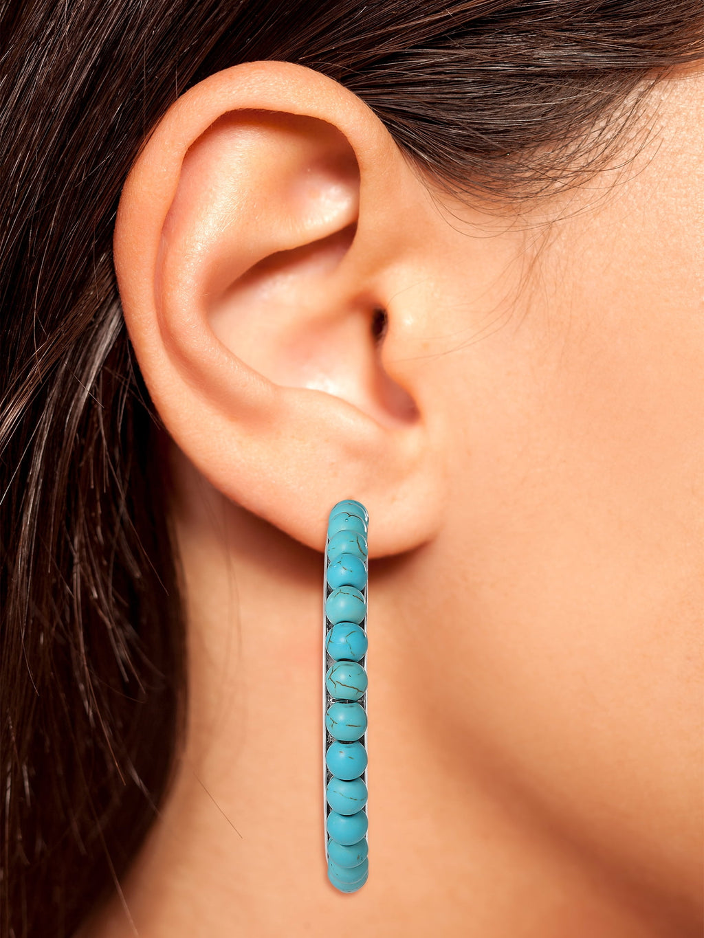 Faux Turquoise Half Hoop Earrings