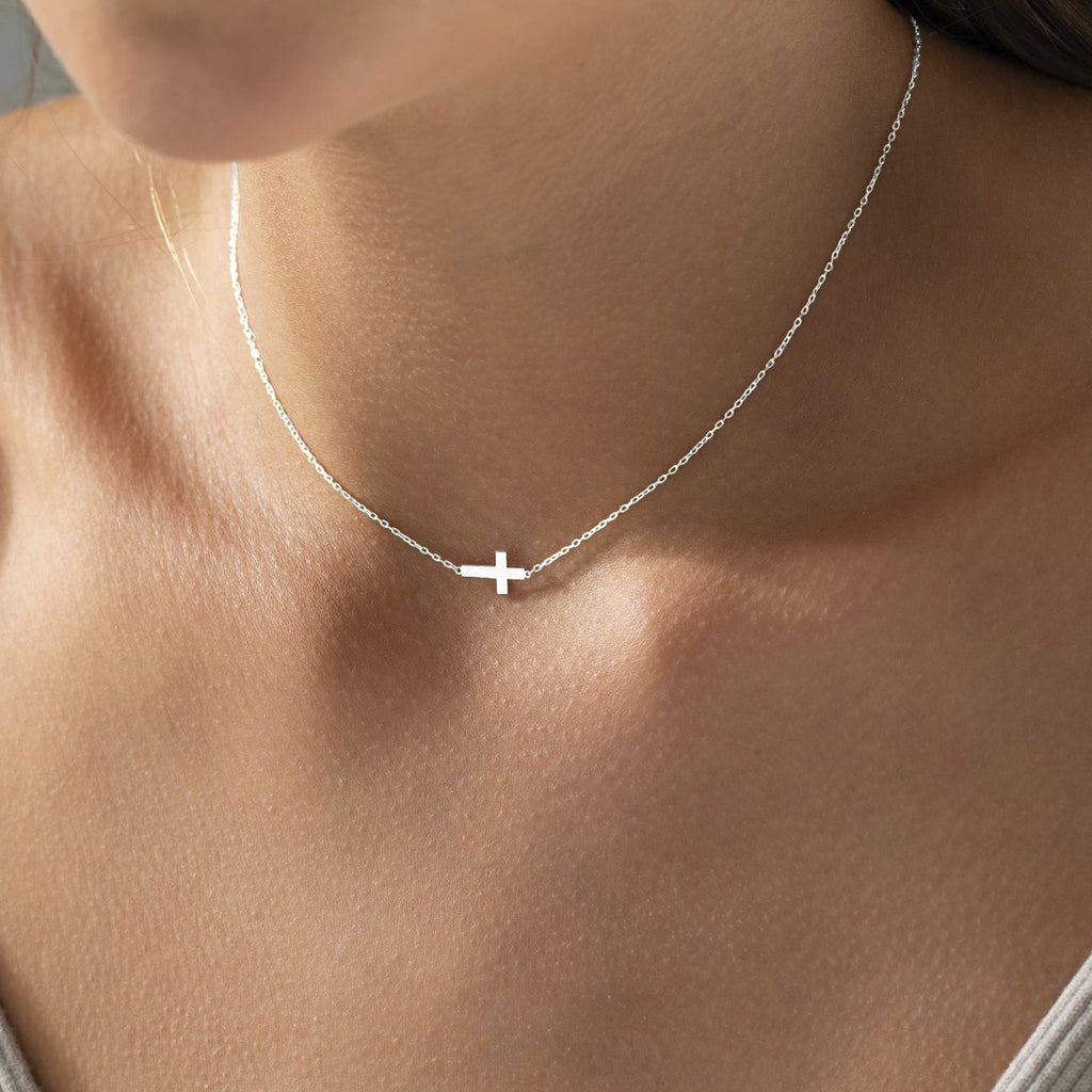 14K Plated Dainty Tiny Cross Pendant Necklace for Women Jewelry Personalizedt First Communion Christian Baptism Easter Gifts for Her Kid Girls