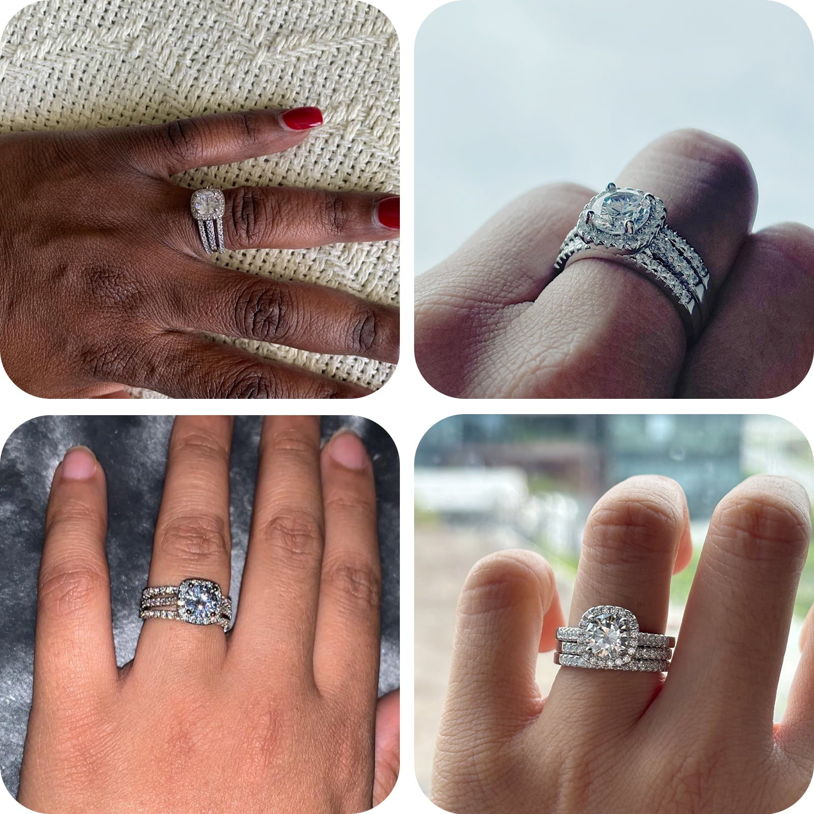 Halo Wedding Ring Set for Women Bridal Sets 925 Sterling AAAAA Zirconia Size 7