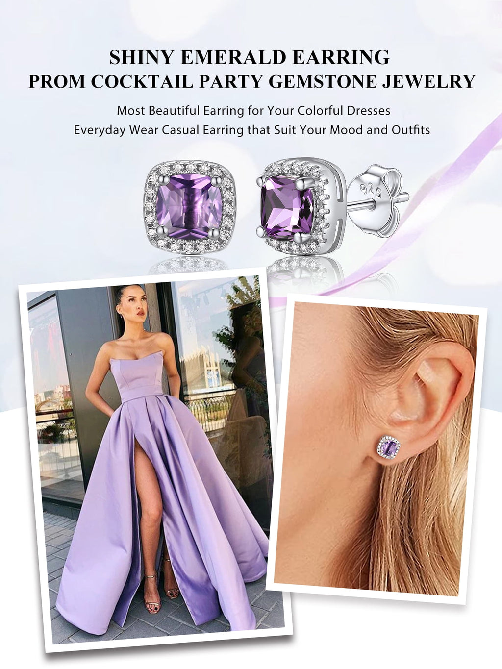 Stud Earrings for Women, 925 Sterling Heart Created Diamond Studs Earrings / Gifts - September