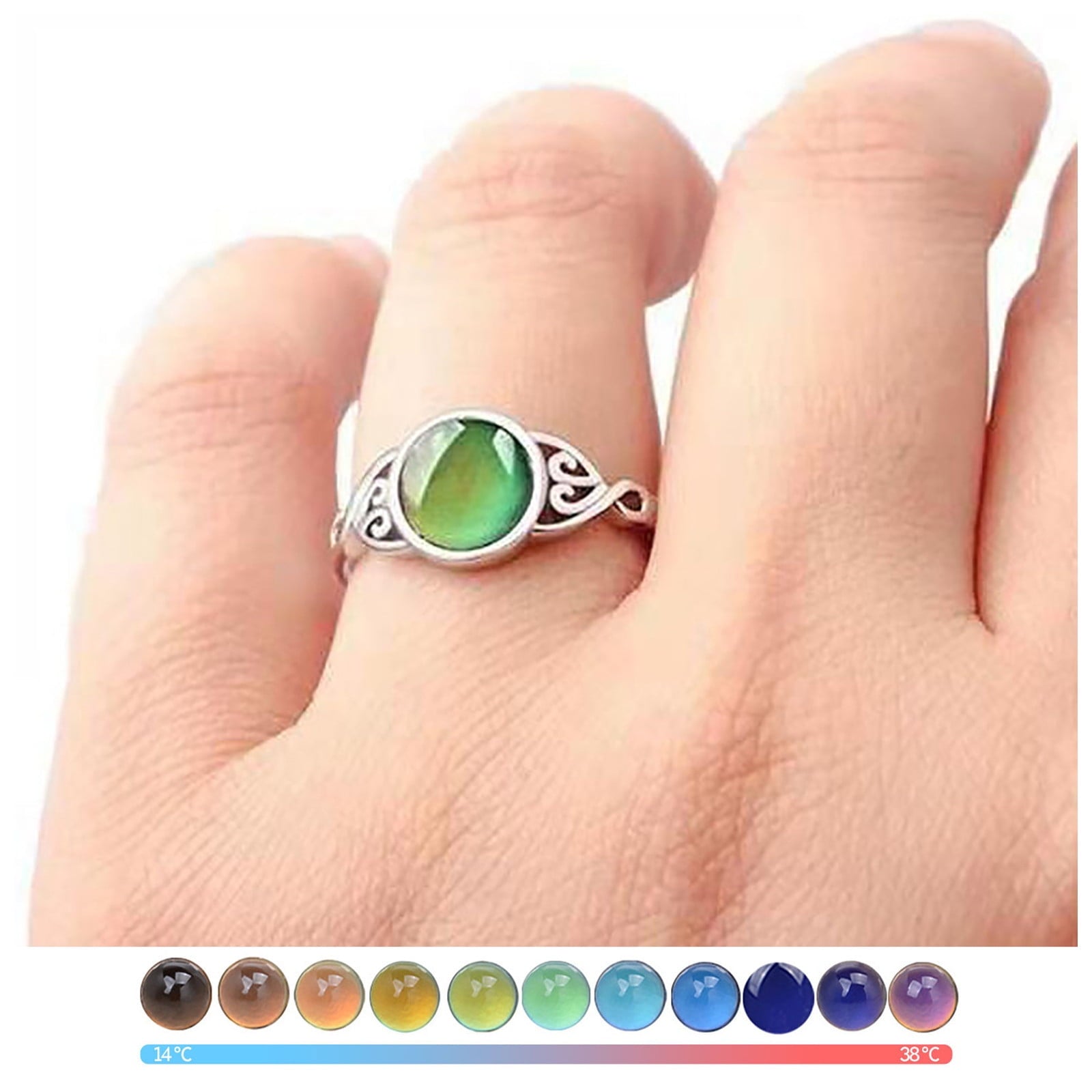 Women Ring Black Zircon Ring Ladies Jewelry Engaged Ring (Black,9)