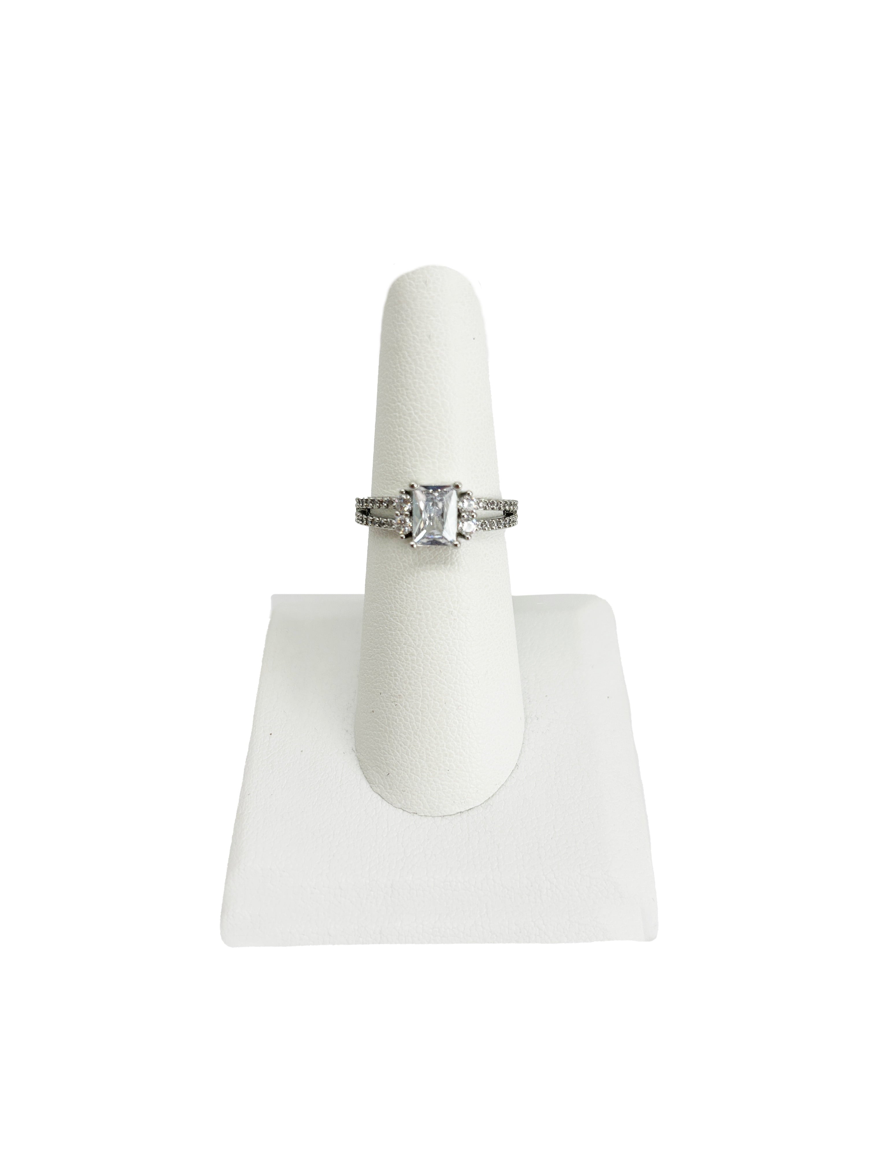 Women's Believe in Fine Plate AAA CZ Engagement Ring in Size 7