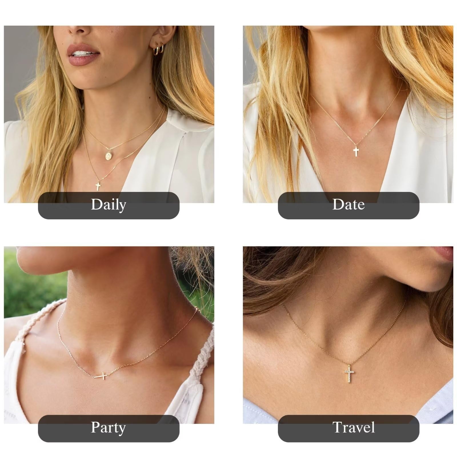 14K Plated Dainty Tiny Cross Pendant Necklace for Women Jewelry Personalizedt First Communion Christian Baptism Easter Gifts for Her Kid Girls