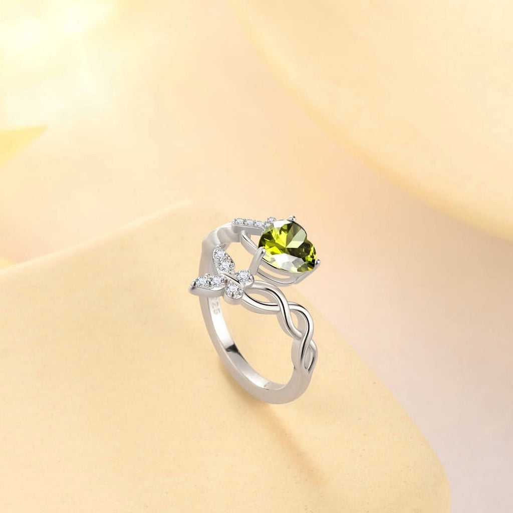 Heart Halo Ring,Butterfly 925 Sterling Adjustable Open Band Rings Valentines Jewelry Gifts for Women Mom-March