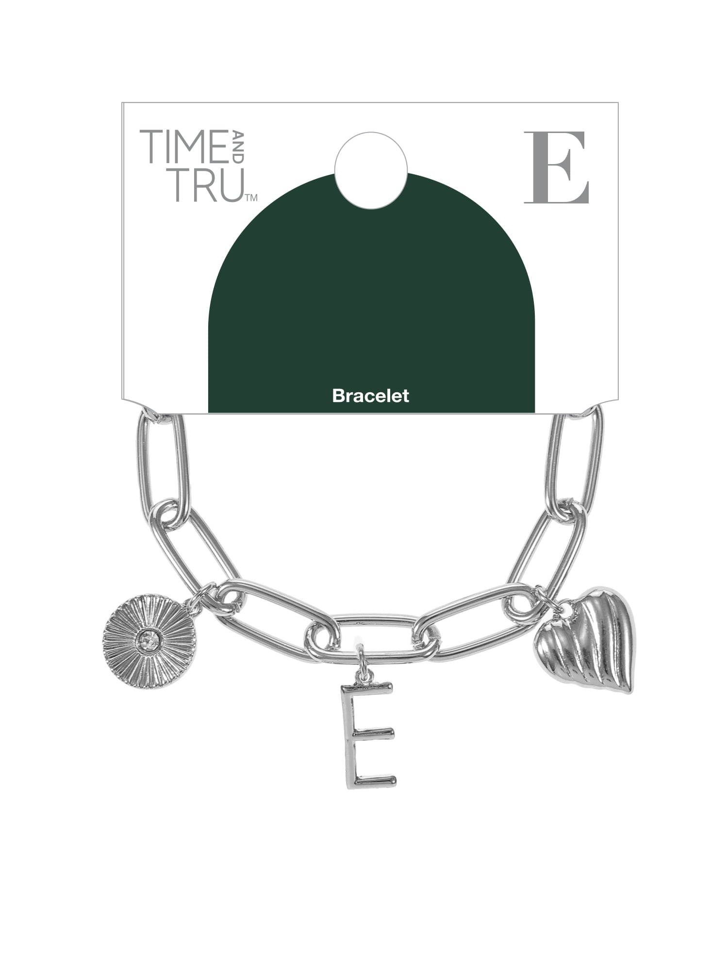 Silvertone Initial Charm Bracelet, Initial M