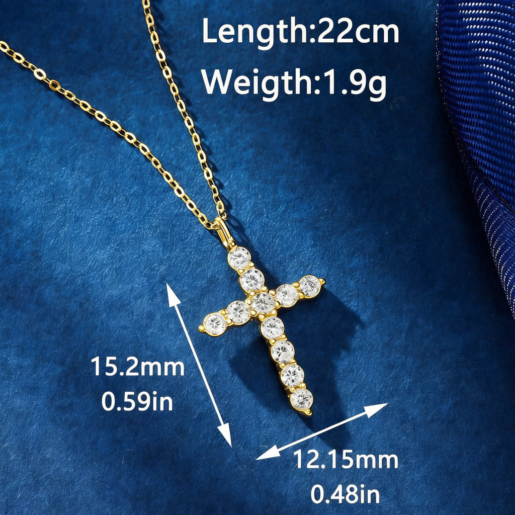 14K Plated Zirconia Cross Pendant Necklace for Women with 925