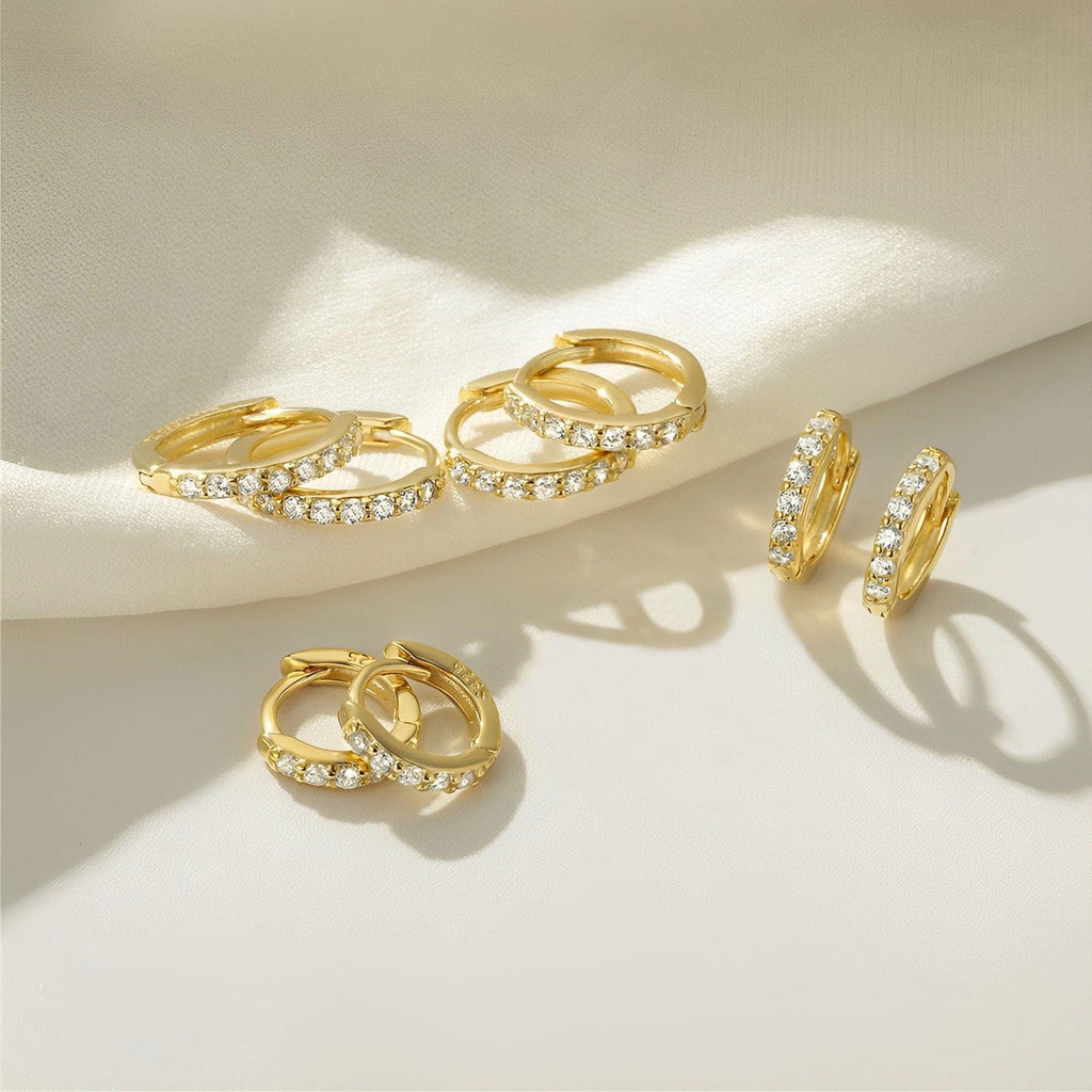 4 Pairs Hoop Earrings for Women CZ Small Huggie Cartilage Post Hypoallergenic Earrings Set for Multiple Piercing Valentines Day Jewelry Gifts Her Teen Mom Wife Lady Adults Ideas
