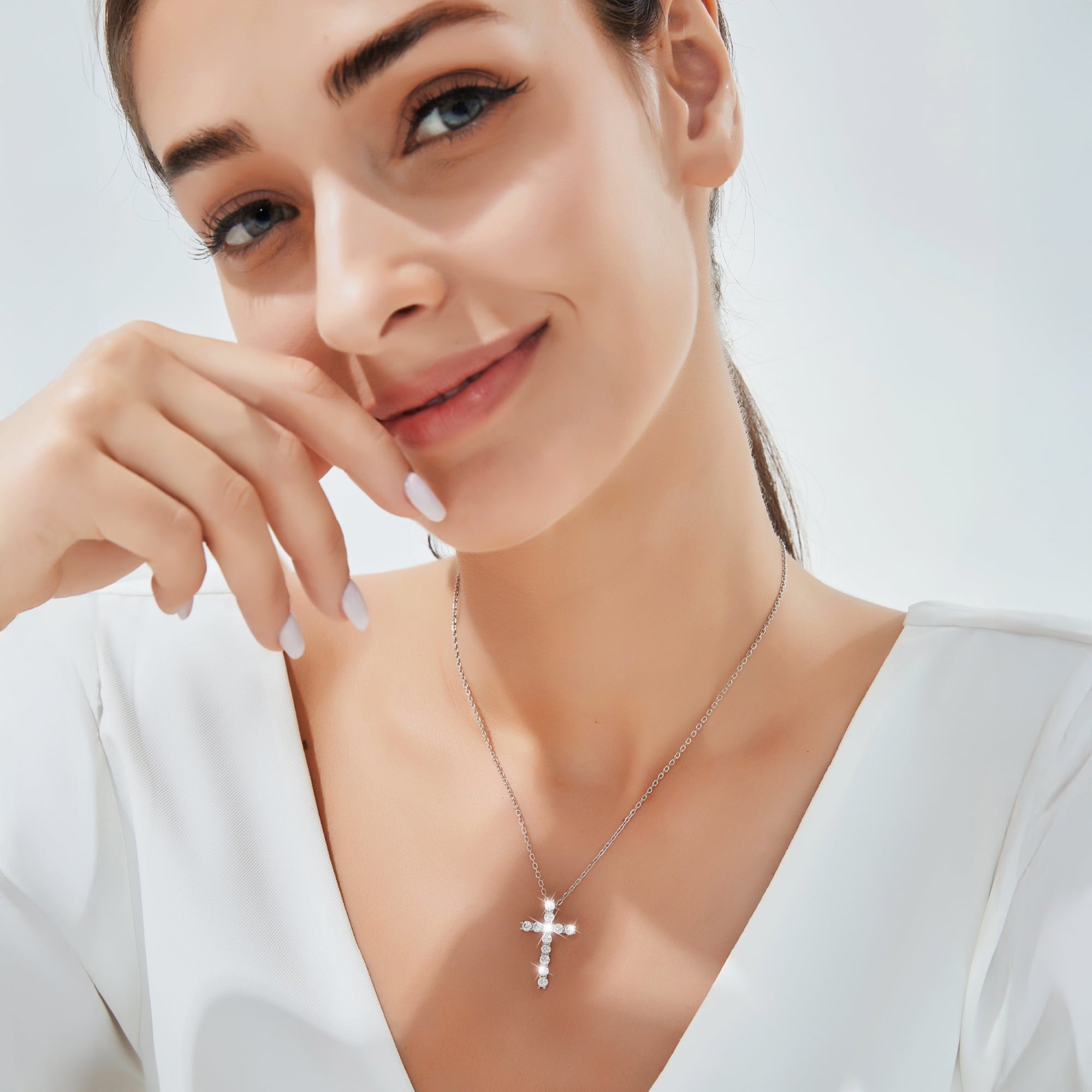Cross Necklace for Women 1 Cross Pendant 925 Sterling Easter Christian Jewelry Gifts