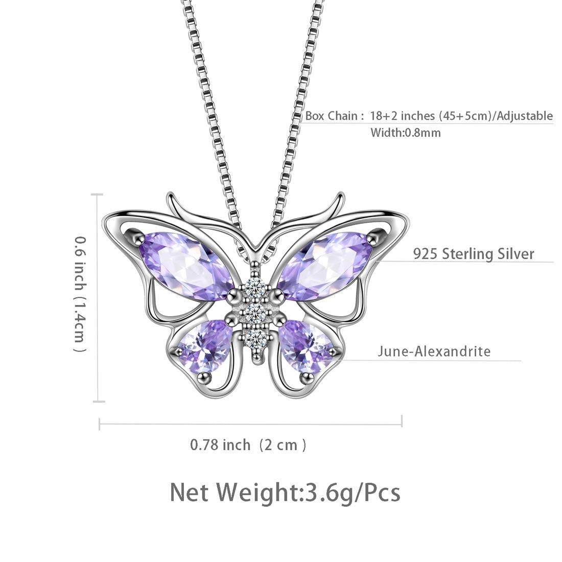 December Tanzanite Blue Butterfly Necklaces 925 Sterling Pendant Jewelry for Women Wife