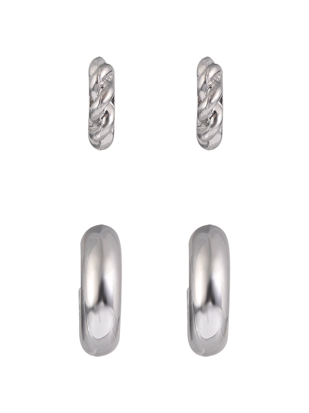 Adult Female -Tone 5 Pair Twisted Triple Hoop Stacker Earring Set