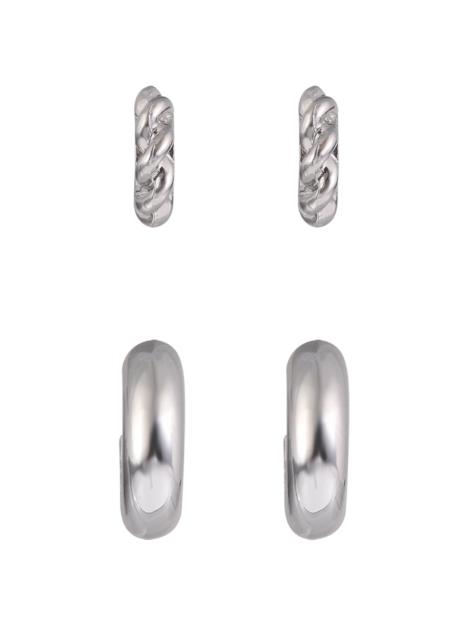 Adult Female -Tone 5 Pair Twisted Triple Hoop Stacker Earring Set