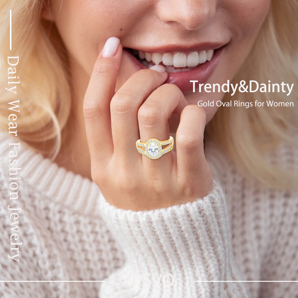 S925 Sterling Plated Oval Wedding Rings for Women CZ Eternity Band Engagement Rings Set Valentines Day Jewelry Gifts Her Mom Wife Girlfriend Adults Ideas