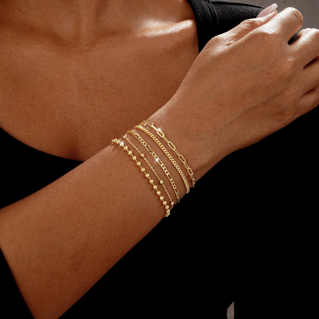 6PCS Bracelets for Women 14K Plated Dainty Layered Stacking Jewelry Set Gifts