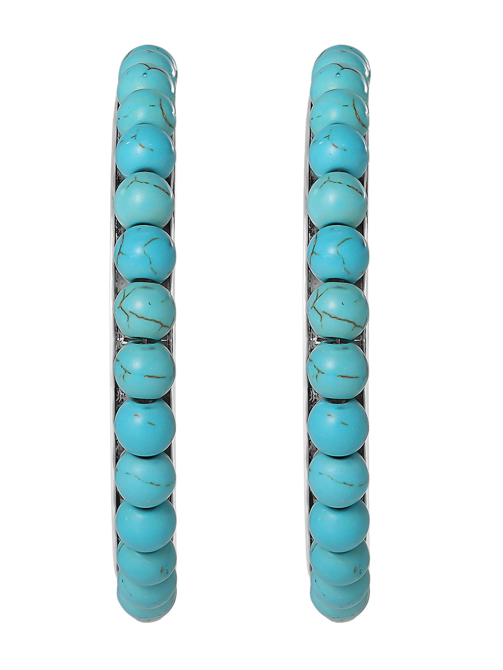 Faux Turquoise Half Hoop Earrings