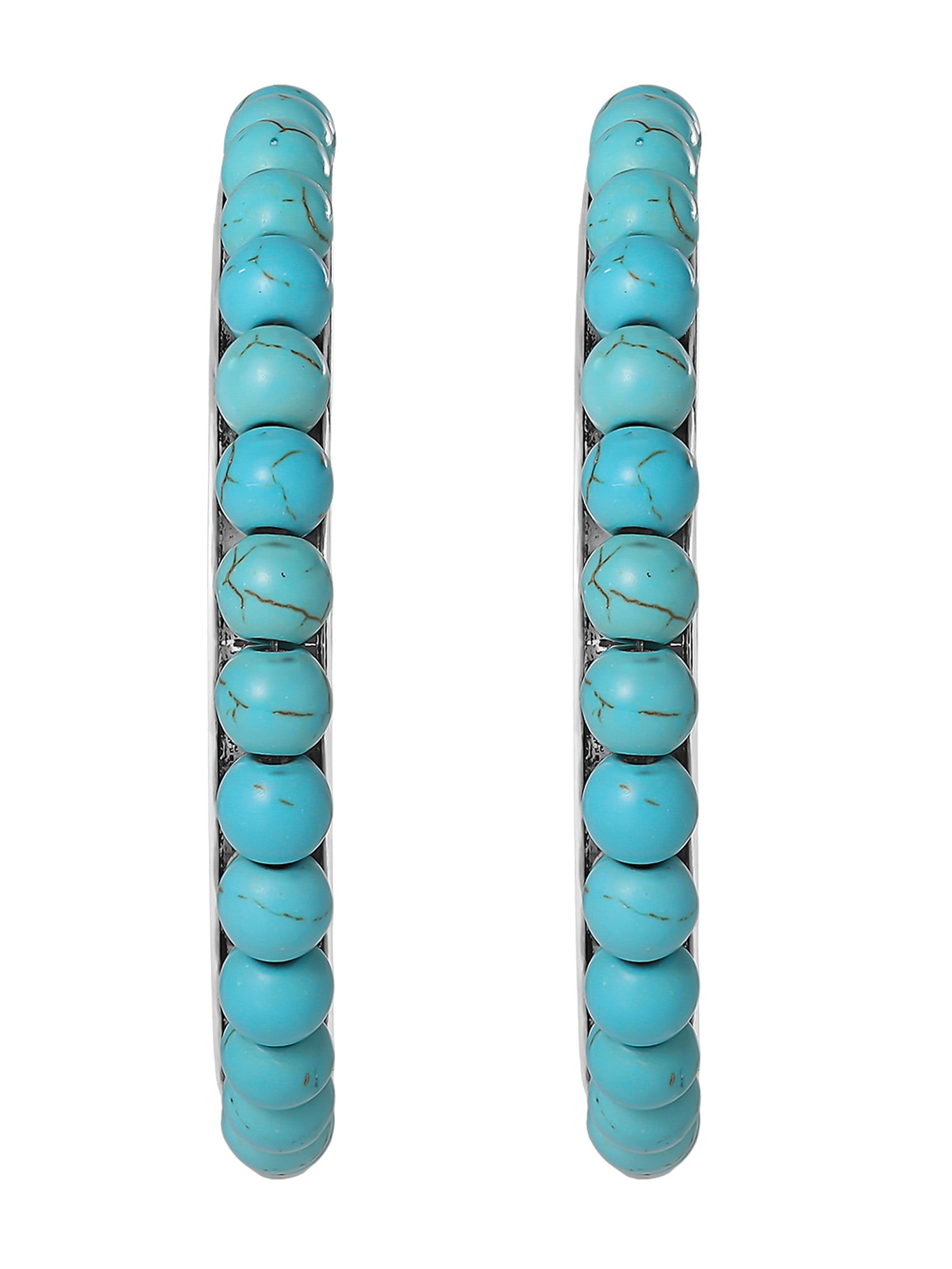 Faux Turquoise Half Hoop Earrings