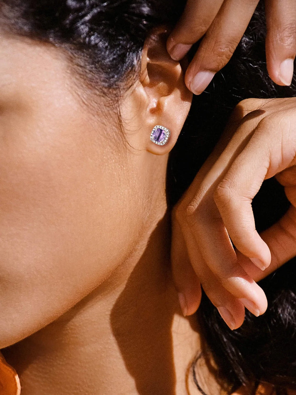 Stud Earrings for Women, 925 Sterling Heart Created Diamond Studs Earrings / Gifts - September