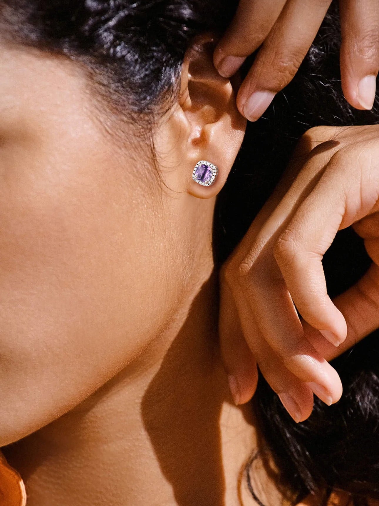 Stud Earrings for Women, 925 Sterling Heart Created Diamond Studs Earrings / Gifts - September
