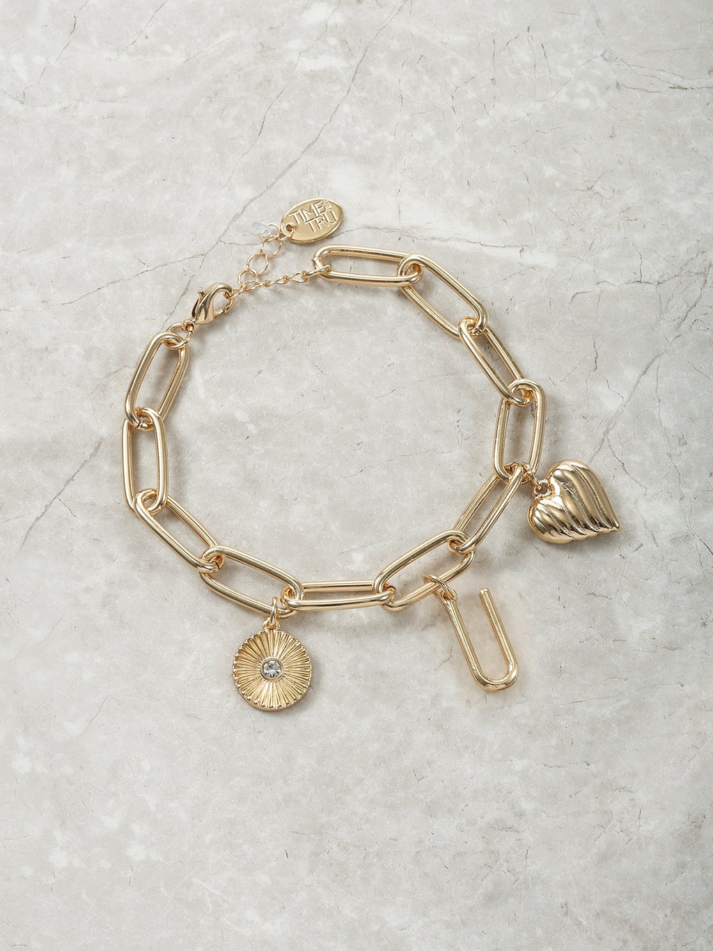 Goldtone Initial Charm Bracelet, Initial J