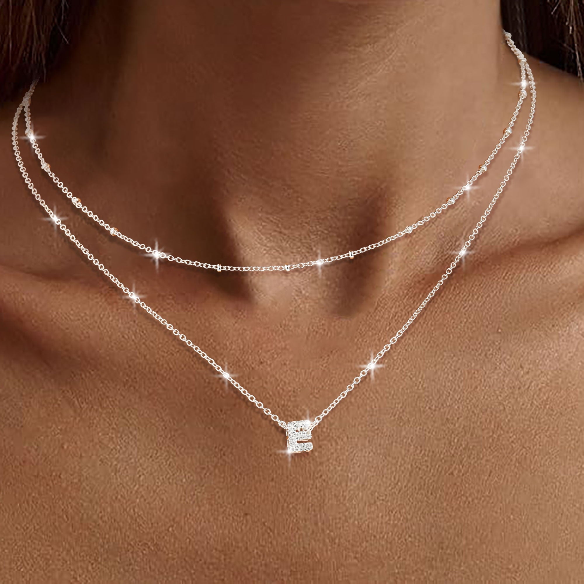 S925 Sterling Plated Initial Necklaces for Women Girls CZ Letter A Necklace Set Easter Basket Stuffers Jewelry Gifts Teen Her Wife Mom Girlfriend Female Adults Kids Ideas