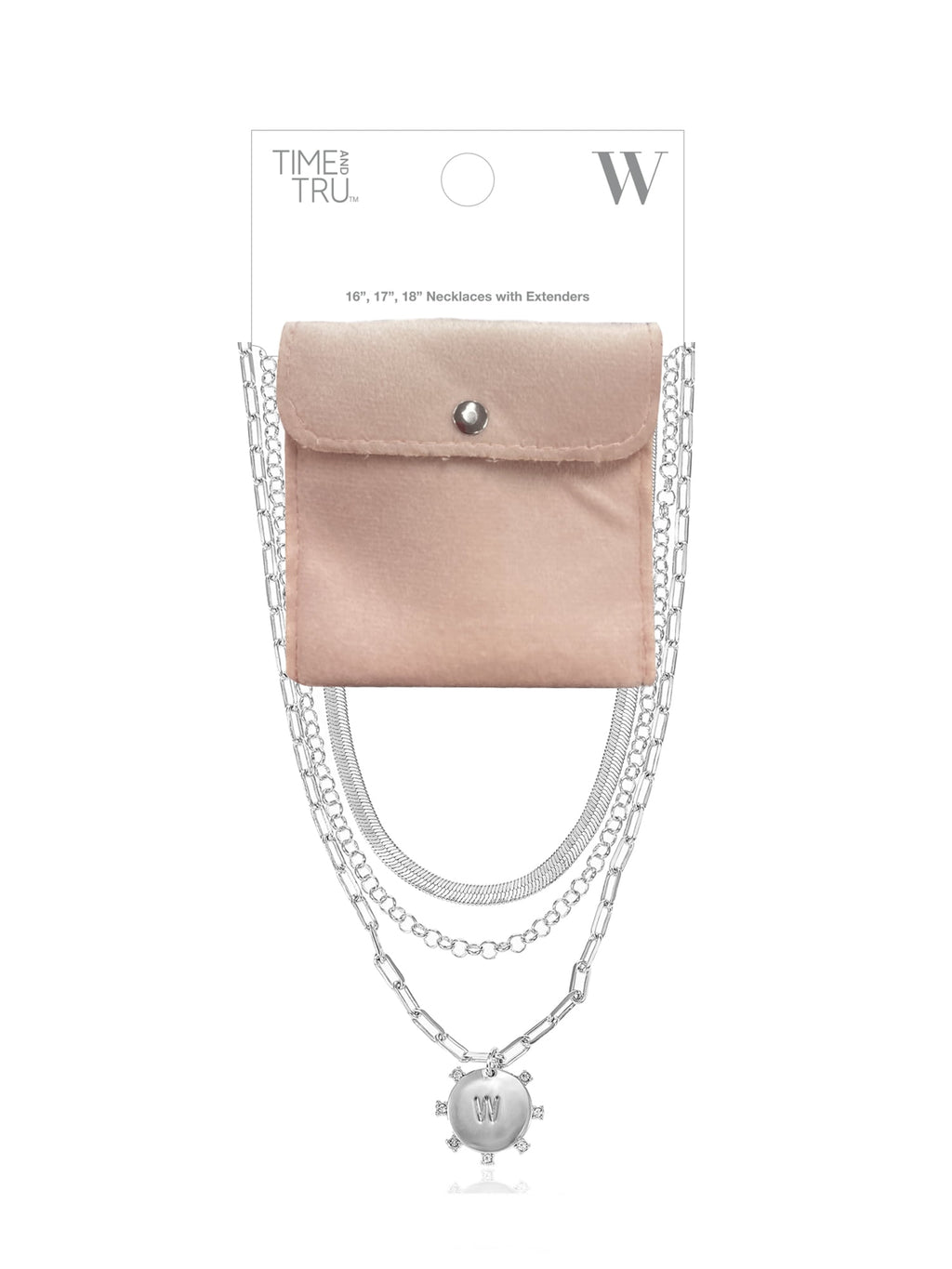 Silvertone Necklace, 3 Piece, Initial A