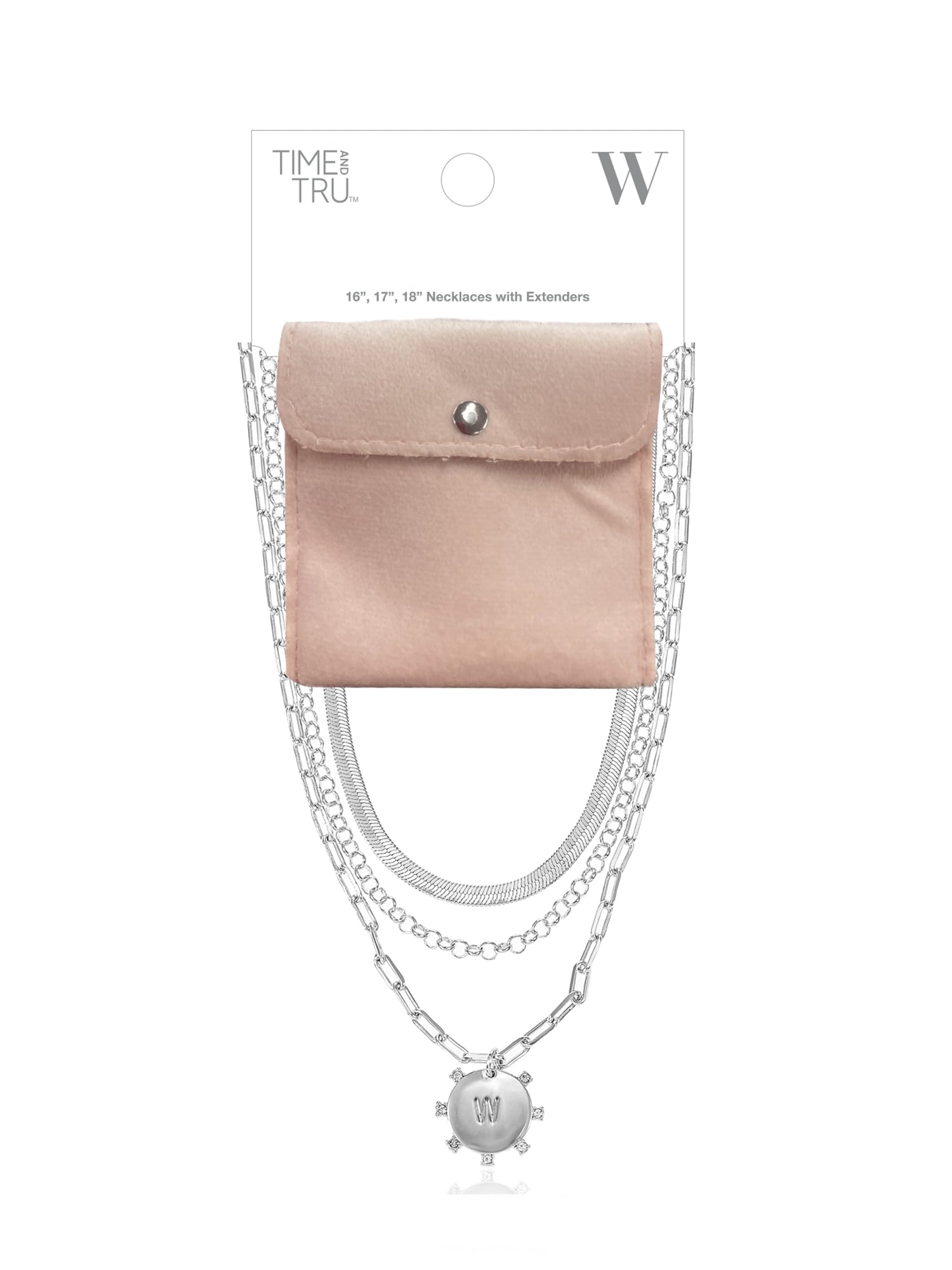 Silvertone Necklace, 3 Piece, Initial A