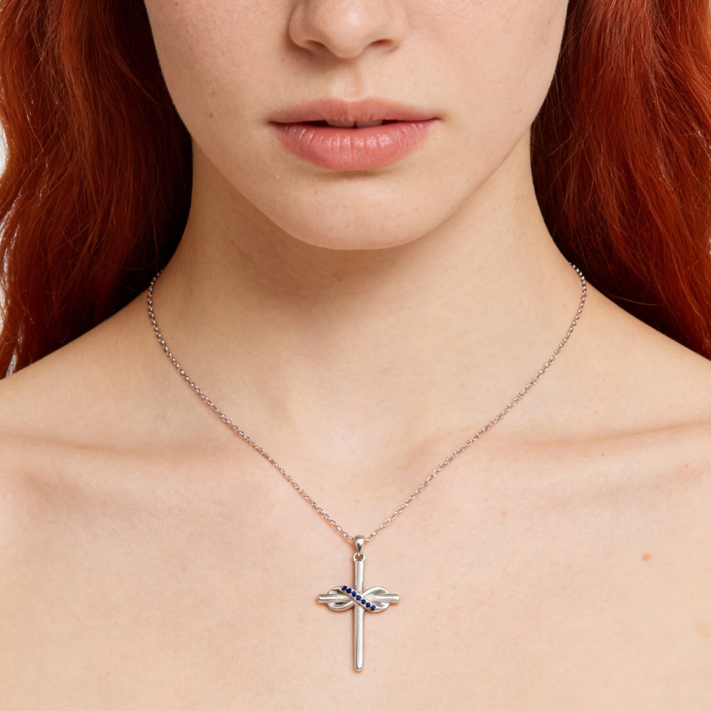 14K Plated Zirconia Cross Pendant Necklace for Women with 925