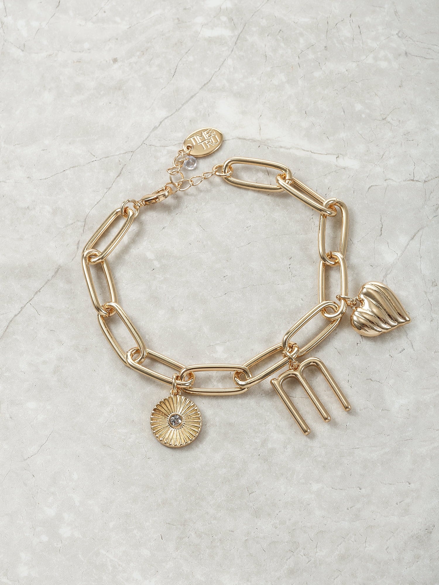 Goldtone Initial Charm Bracelet, Initial J