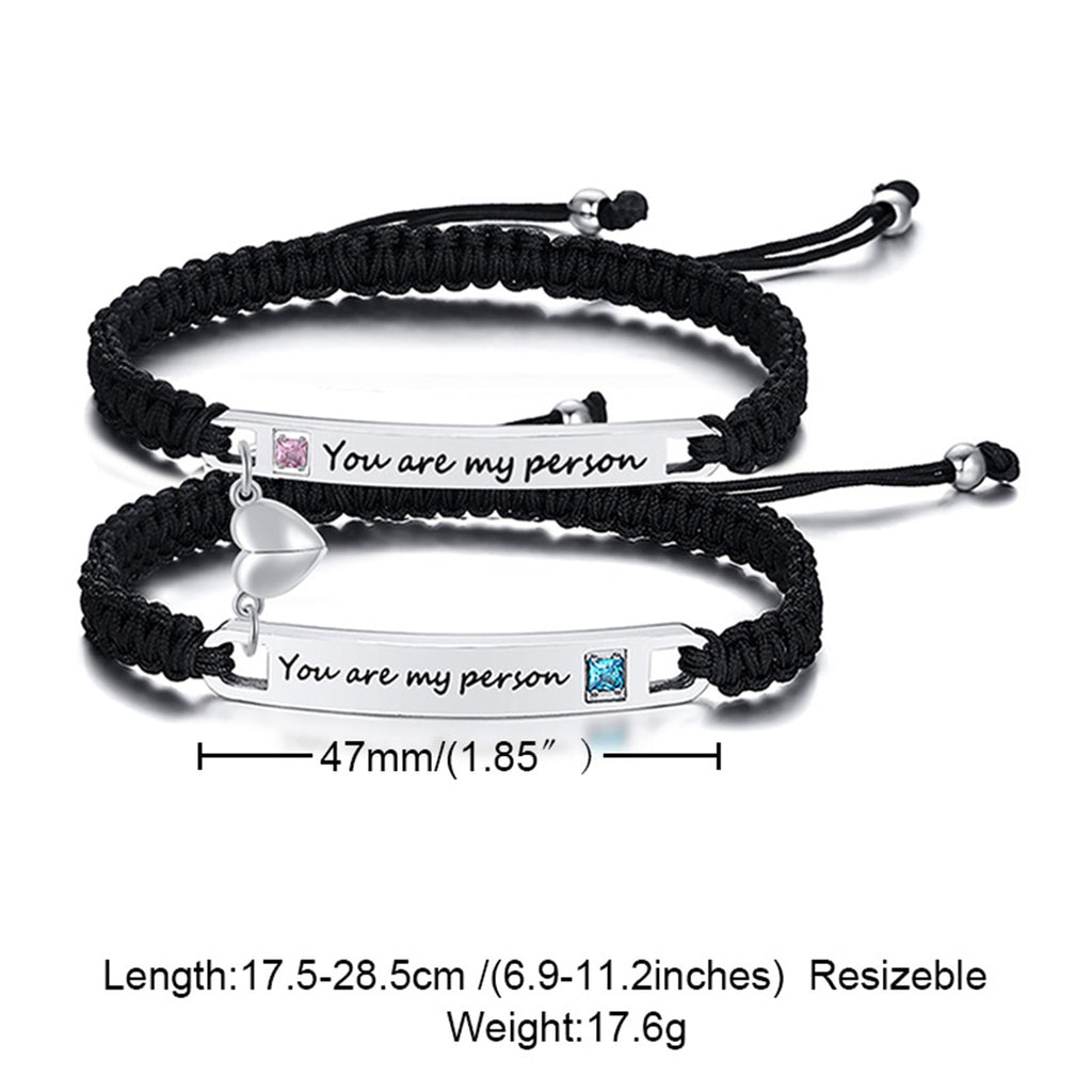 Magnetic Couples Bracelet, Adjustable Matching Macrame Bracelets, Stainless Steel Distance Relationship Bracelet, BF and GF Gifts