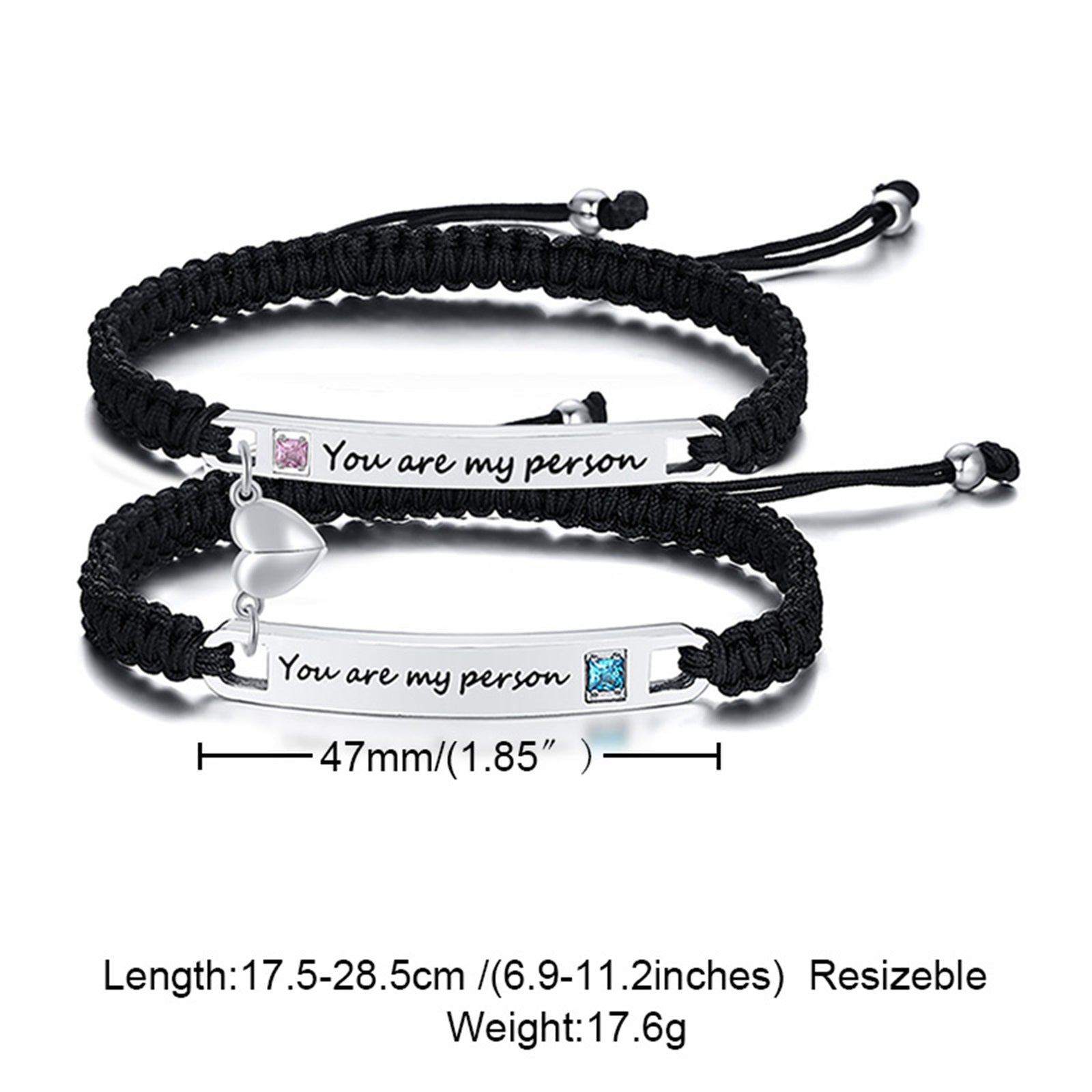 Magnetic Couples Bracelet, Adjustable Matching Macrame Bracelets, Stainless Steel Distance Relationship Bracelet, BF and GF Gifts