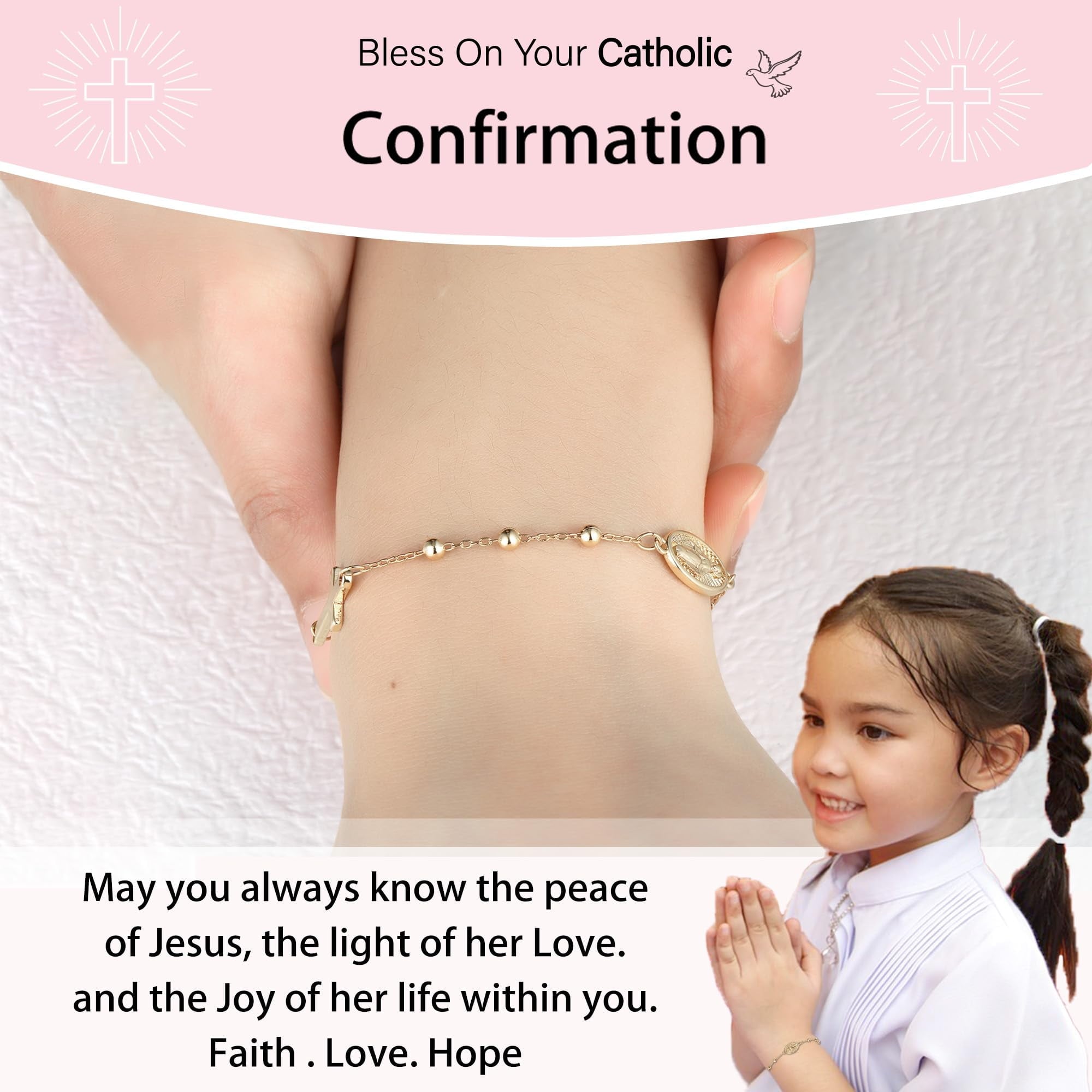 Rosary Beads Virgin Mary Cross Charm Bracelet for Women Kids Girls Teen Daughter Granddaughter Mom Wife Girlfriend Stuff Christian Catholic Jewelry Gifts for Women Girls Age