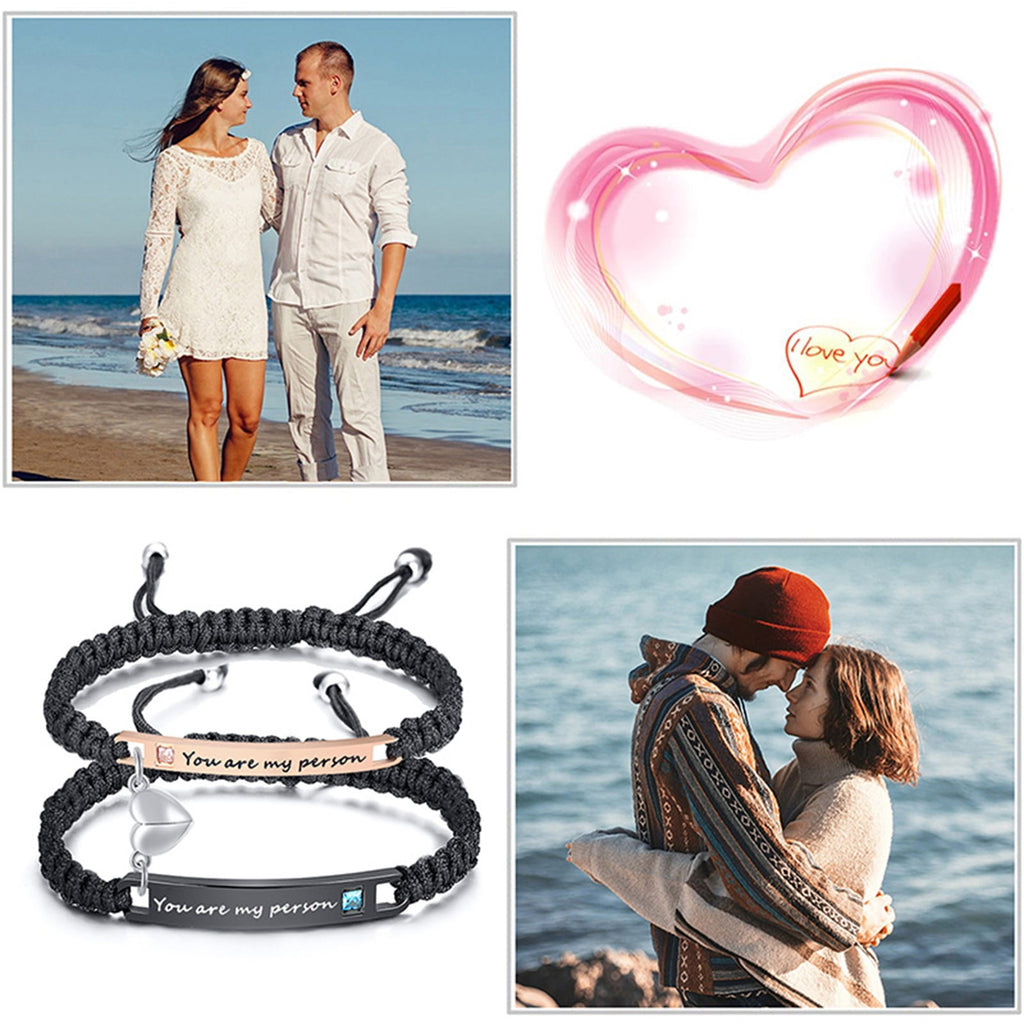 Magnetic Couples Bracelet, Adjustable Matching Macrame Bracelets, Stainless Steel Distance Relationship Bracelet, BF and GF Gifts