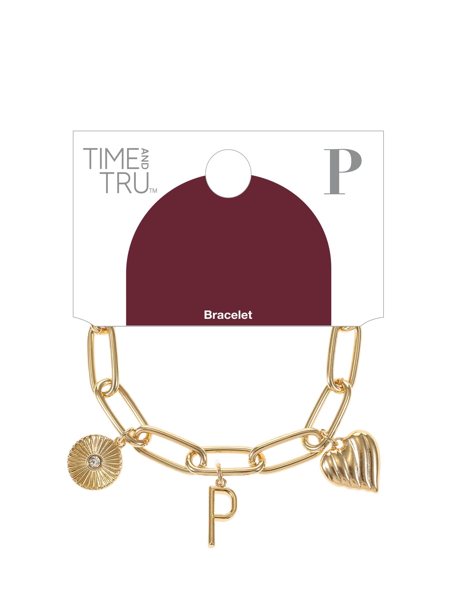 Goldtone Initial Charm Bracelet, Initial J