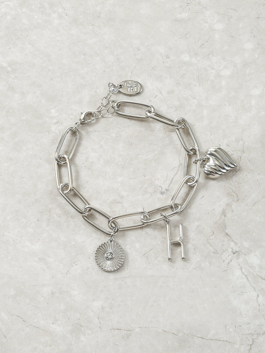 Silvertone Initial Charm Bracelet, Initial M