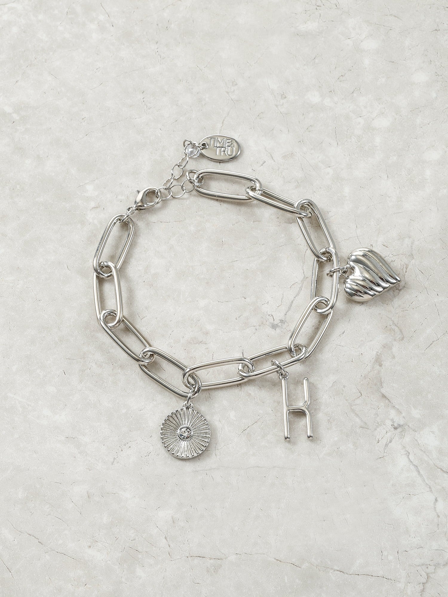Silvertone Initial Charm Bracelet, Initial M