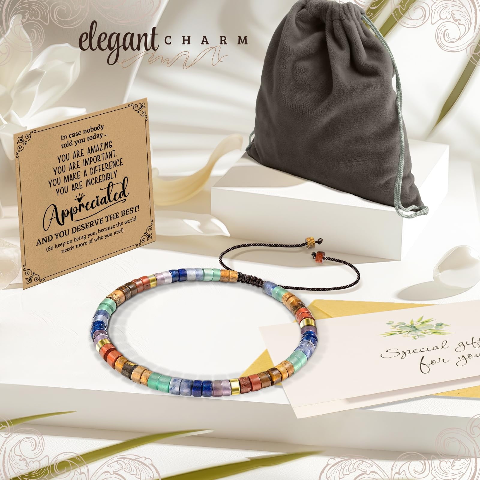 Inspirational Gifts Bracelets for Women - Healing Stone Bracelets - Cheer Up Appreciation for Teachers Women Friends Sister Bestie Coworkers Employees