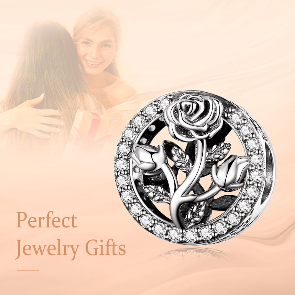 925 Sterling Charm for Bracelets Four Leaf Clover Lucky OpenWork Bead Charm Women Bracelet Charm