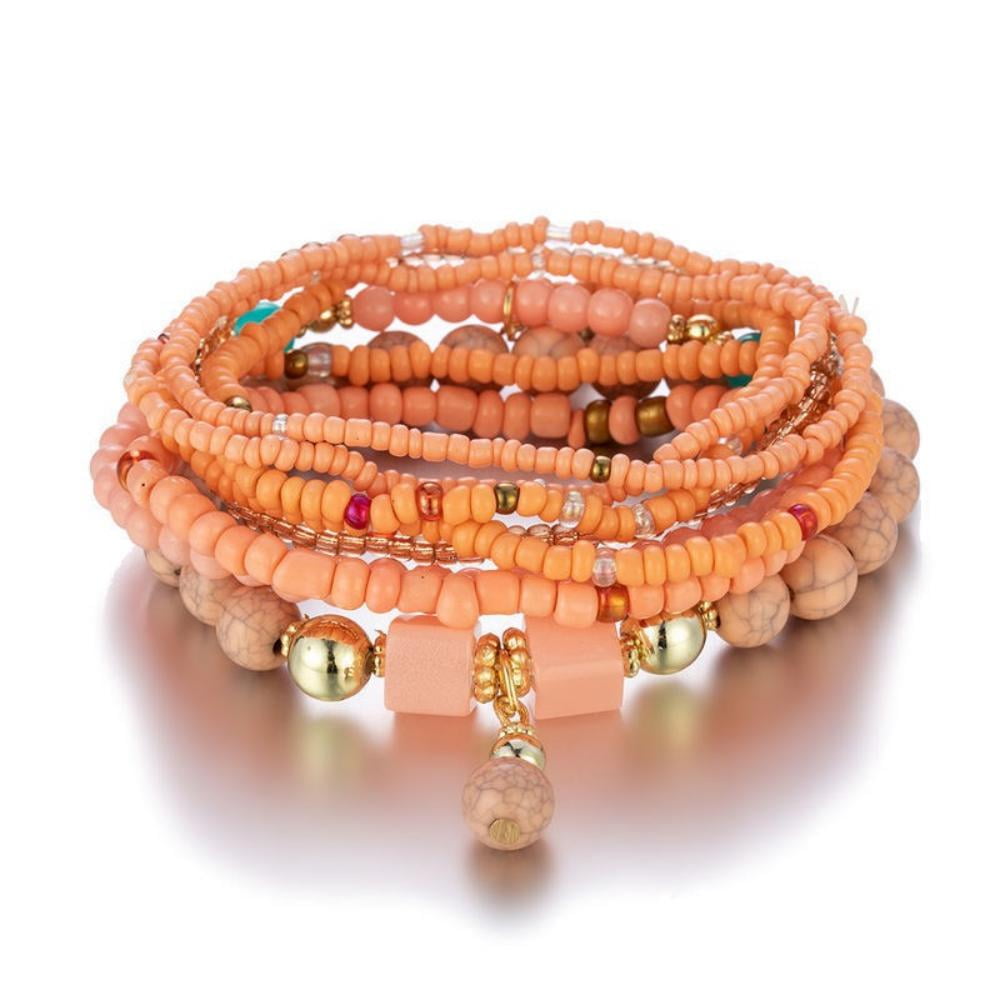 8 PCS Bohemian Women's Bracelet, Beaded Bracelet, Women's and Girls