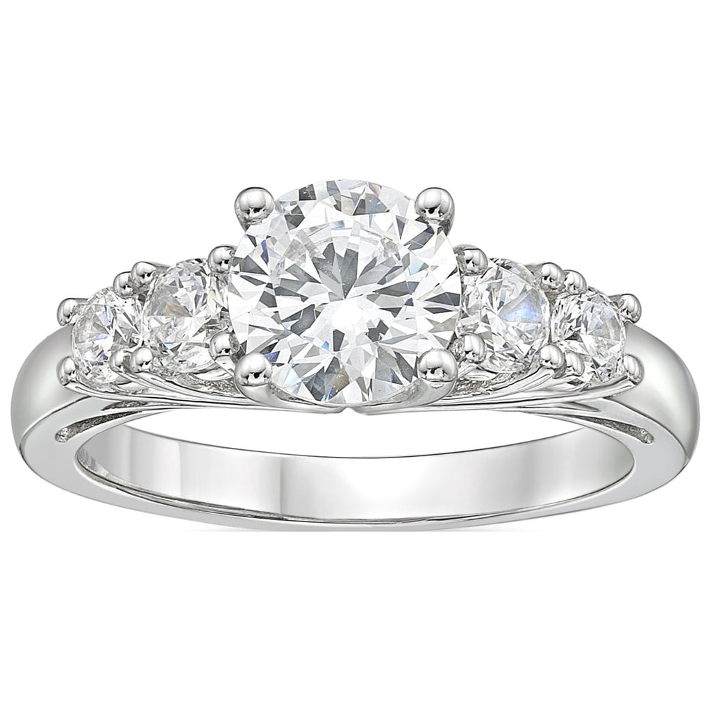 Fine Jewelry Sterling White Diamond &amp; Created Sapphire Engagement Ring