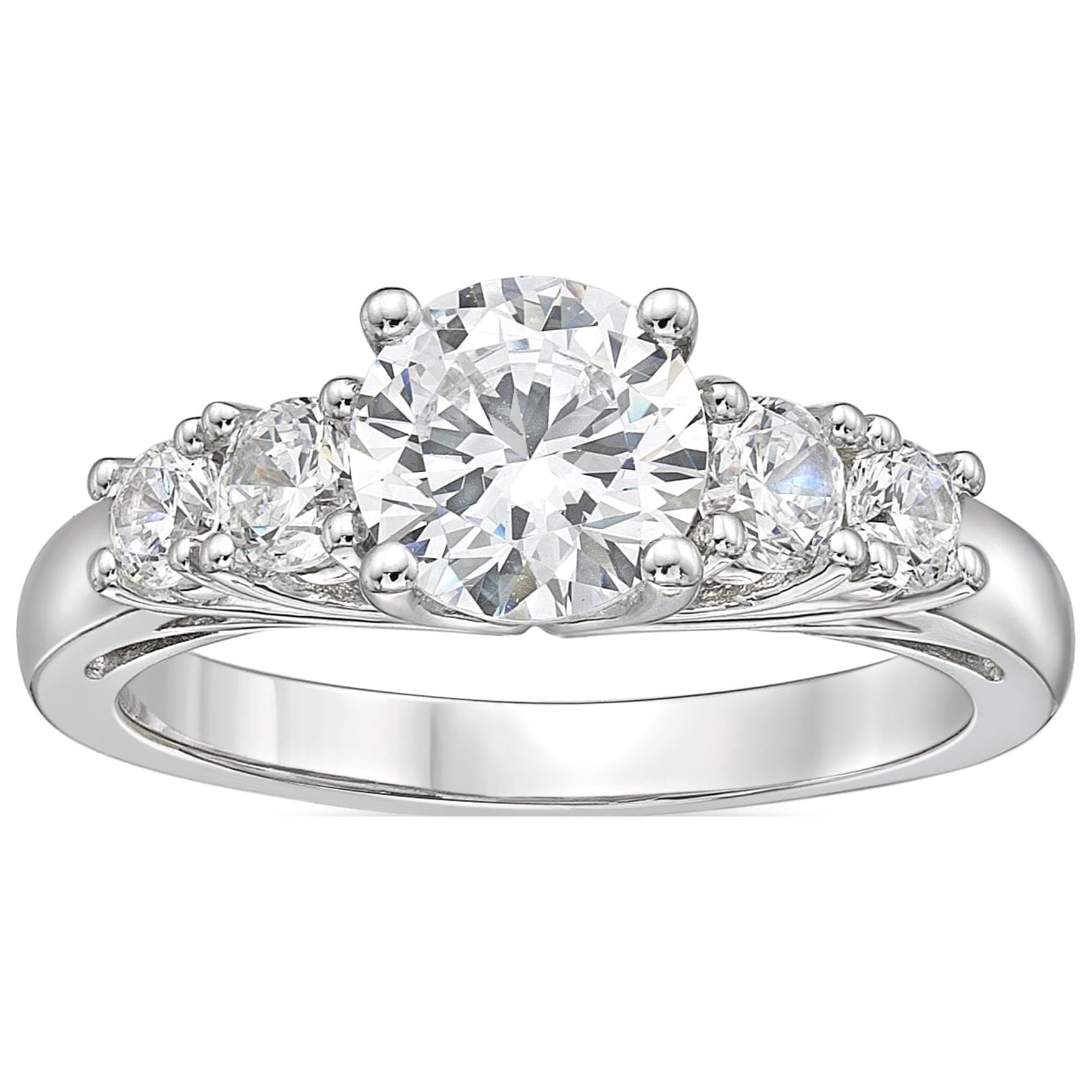 Fine Jewelry Sterling White Diamond &amp; Created Sapphire Engagement Ring