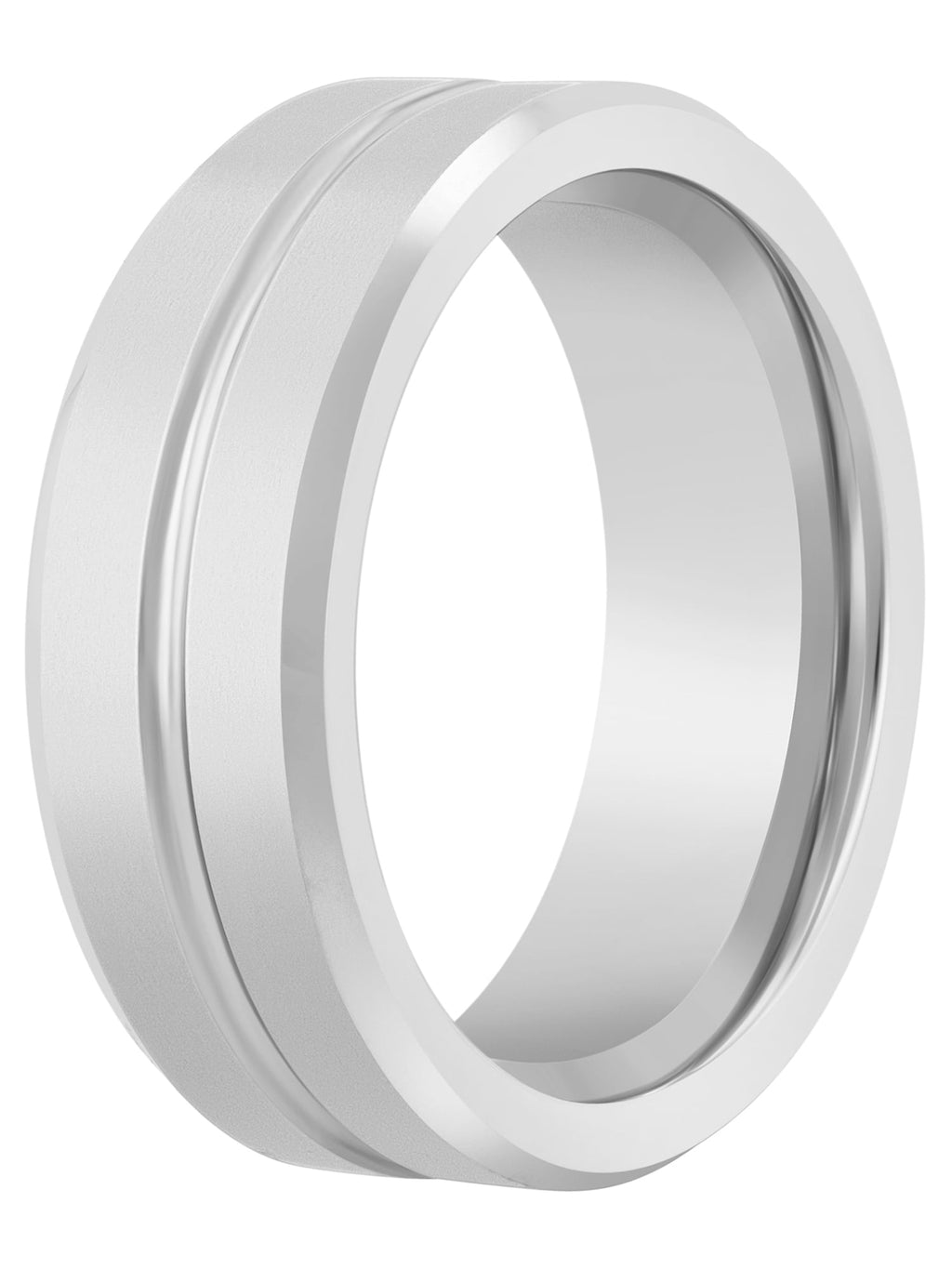 Men's Black Tungsten 8MM Grooved Comfort Fit Wedding Band by Fine Jewelry - Mens Ring