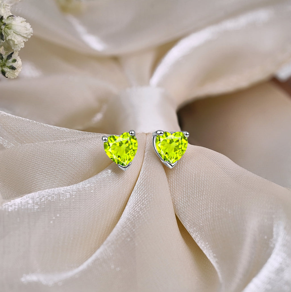 1.5 Heart Cut - Cubic Zirconia - April Solitaire Stud Earrings in 18K White Plating for Women