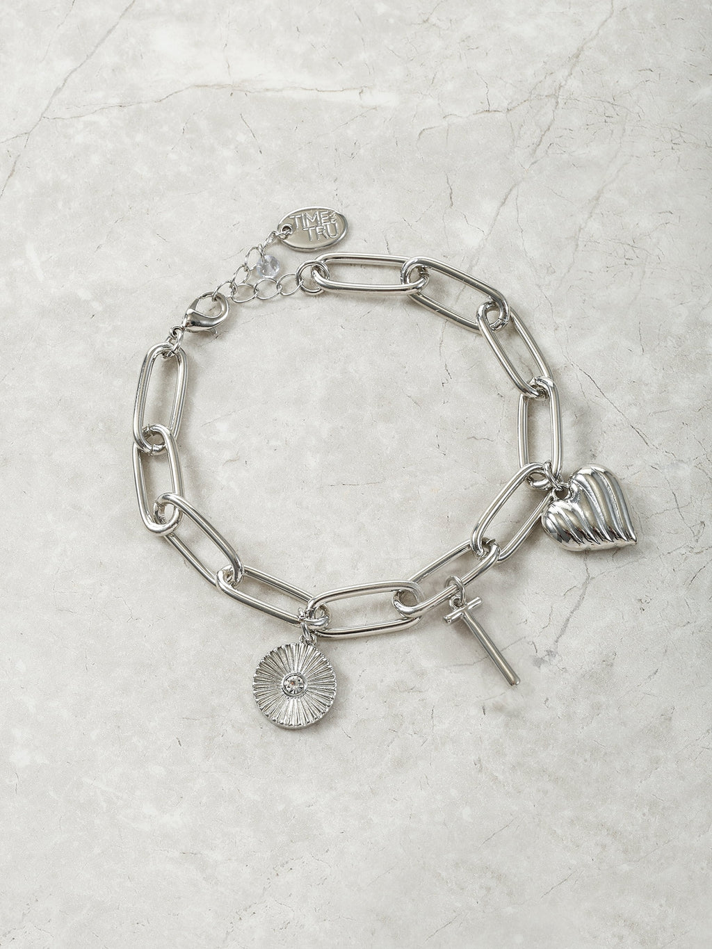 Silvertone Initial Charm Bracelet, Initial M