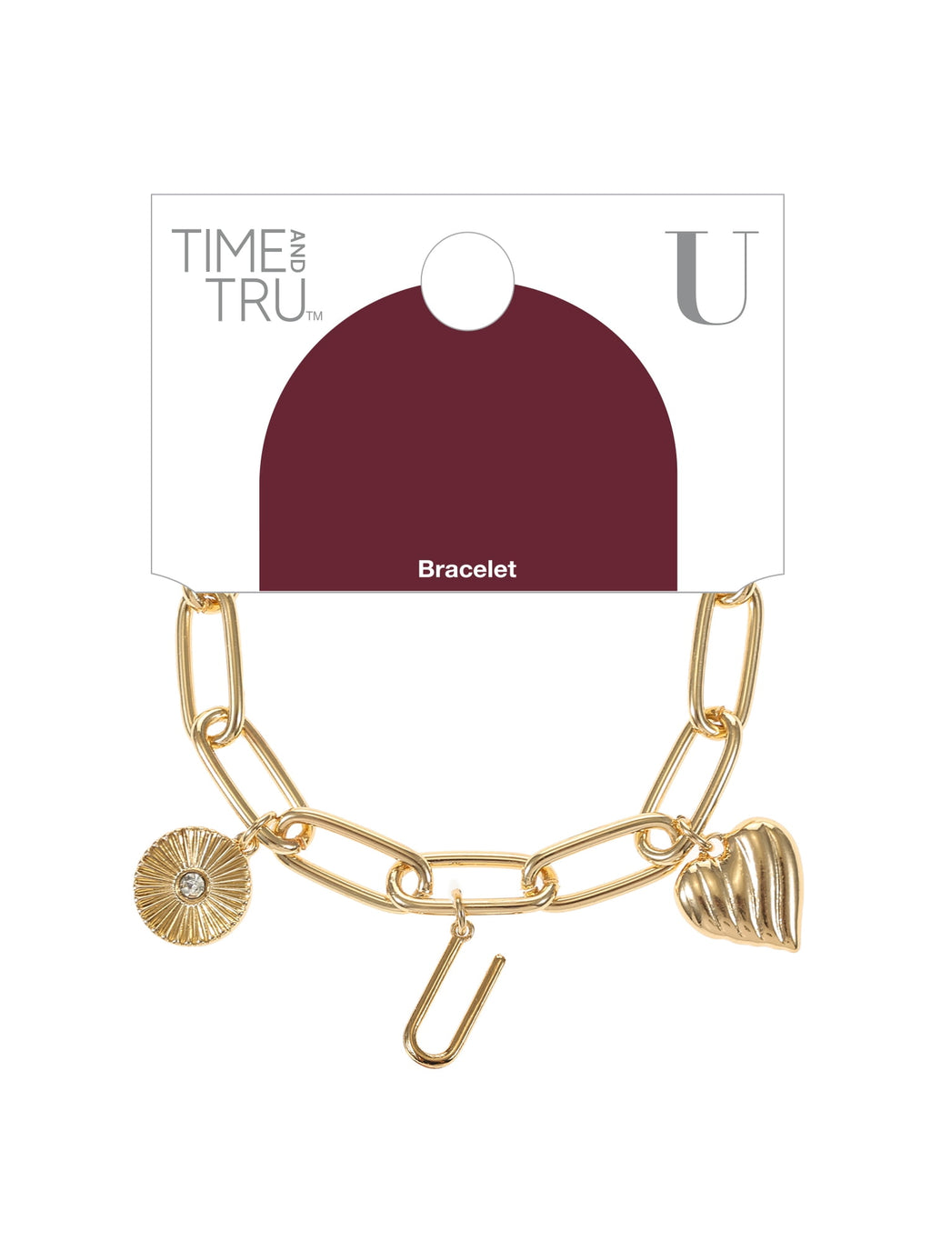 Goldtone Initial Charm Bracelet, Initial J