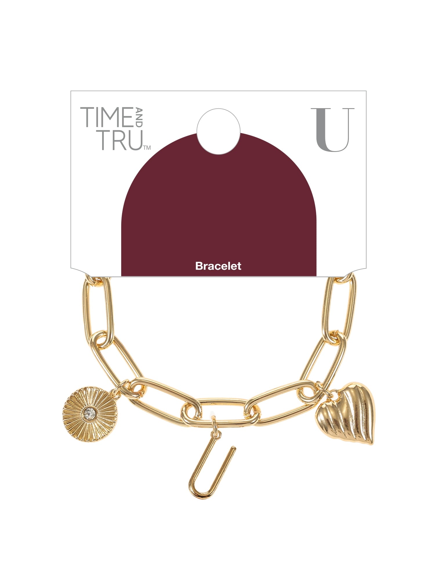 Goldtone Initial Charm Bracelet, Initial J