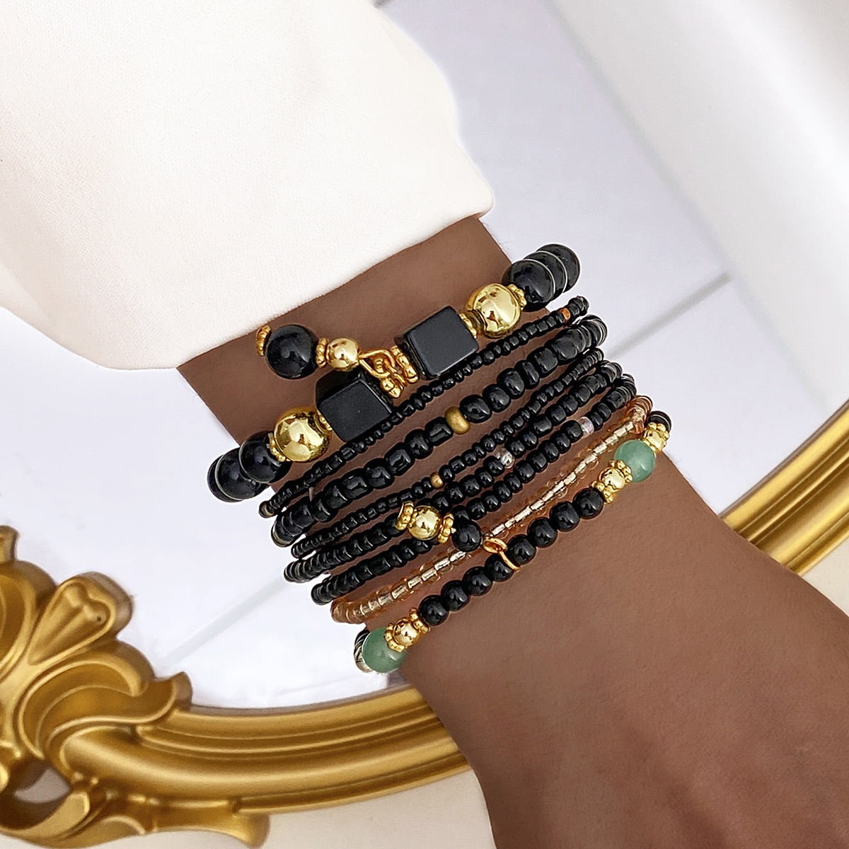 8 PCS Bohemian Women's Bracelet, Beaded Bracelet, Women's and Girls