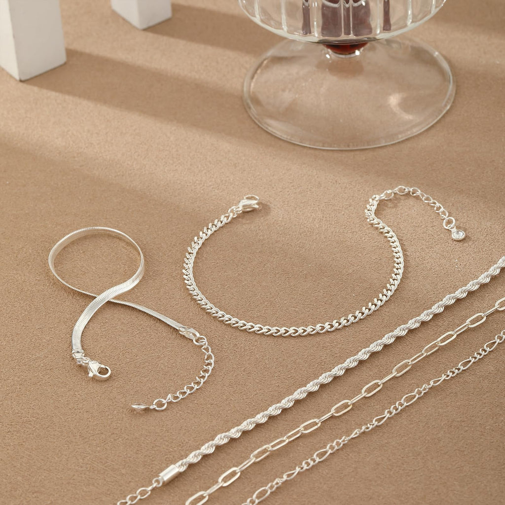 6PCS Bracelets for Women 14K Plated Dainty Layered Stacking Jewelry Set Gifts