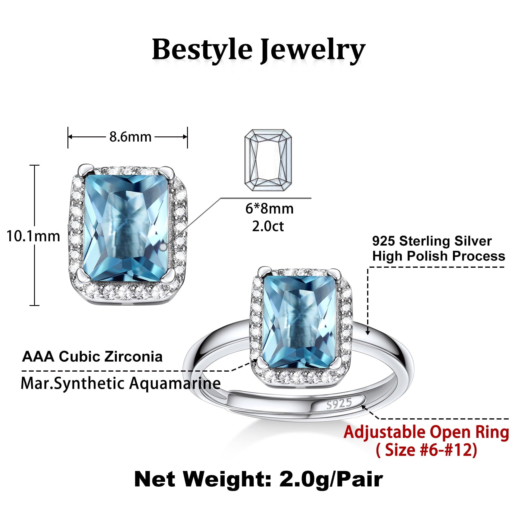 S925 Sterling Heart Rings for Women Sparkle Open Band Ring July Created Ruby Rings Size 6-12