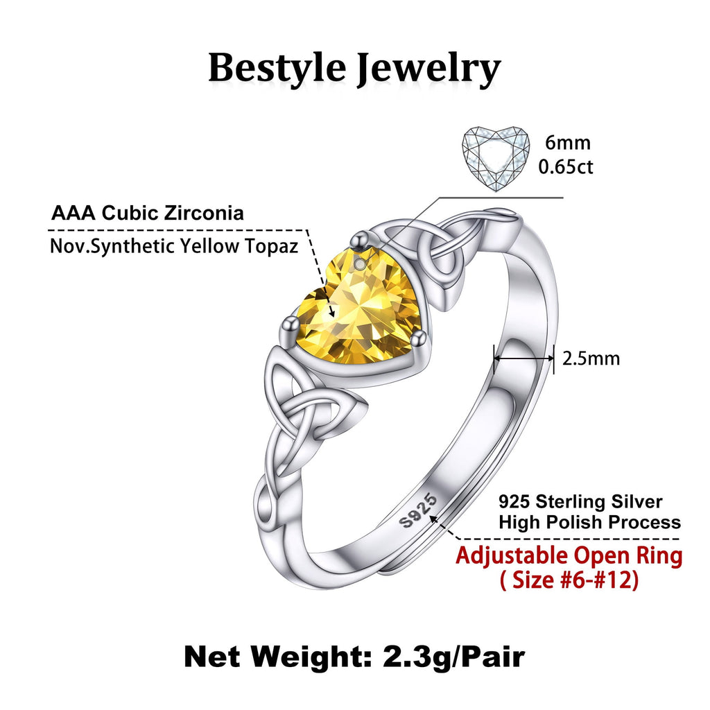 Infinity Celtic Knot Rings for Women 925 Sterling Heart Rings October Pink Tourmaline Rings for Mom Daughter Wife Girlfriend