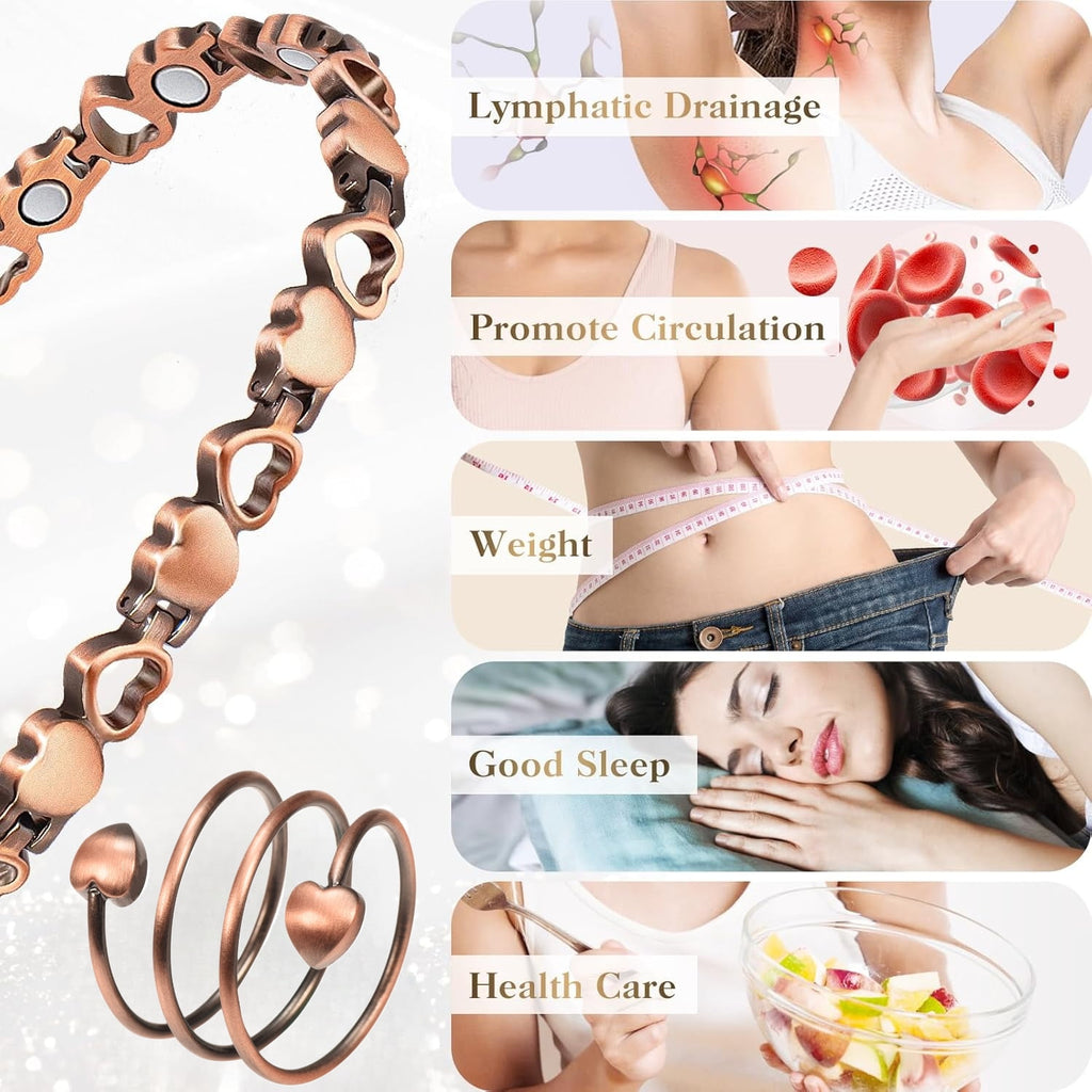 99.99% Solid Copper Magnetic Bracelets for Women
