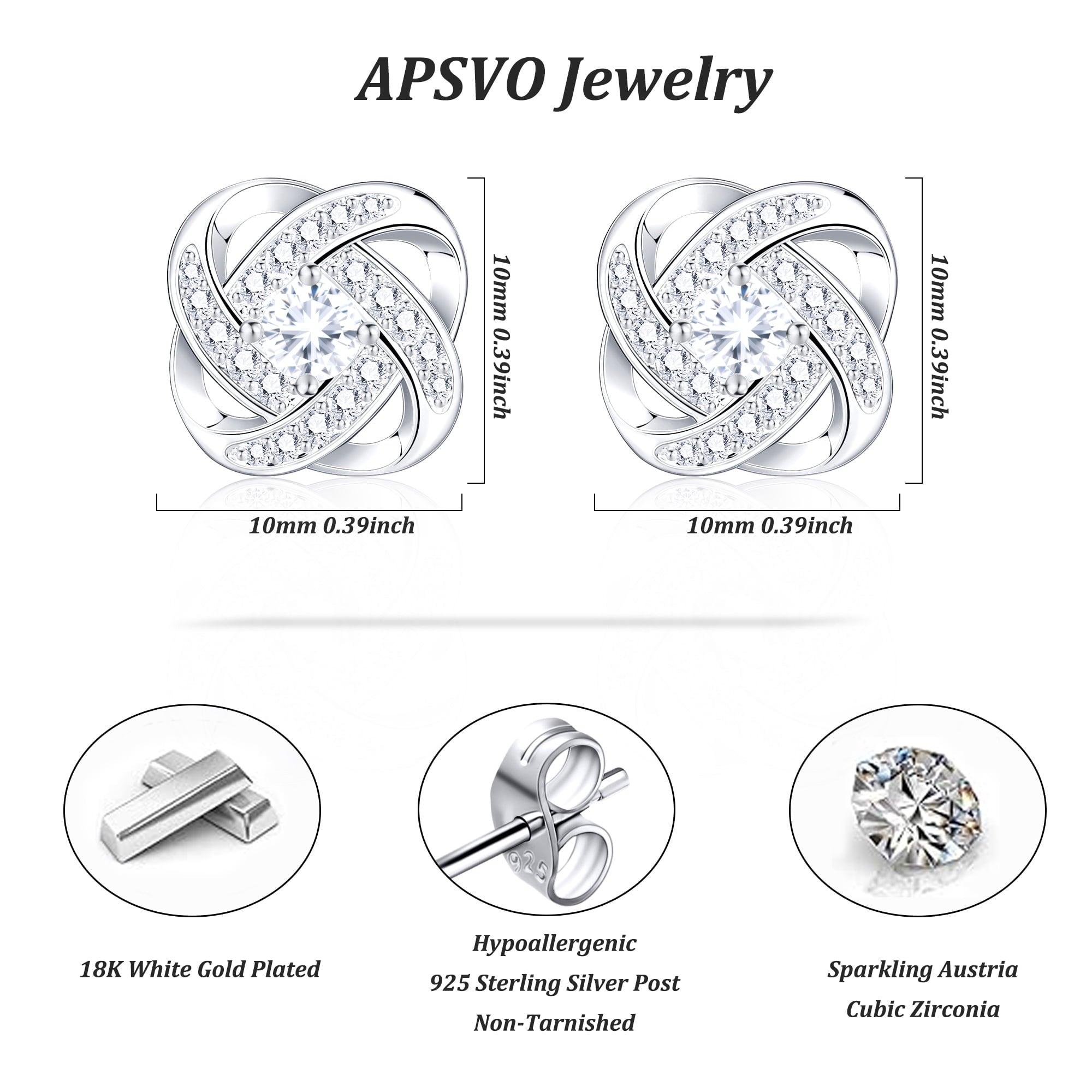 18K White Plated Stud Earrings for Women Girls CZ S925 Sterling Post April Earrings with Crystal Easter Basket Stuffers Jewelry Gifts Teen Kids Adults Ideas